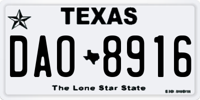 TX license plate DAO8916