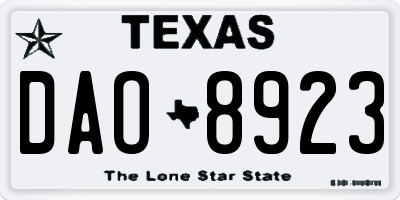 TX license plate DAO8923