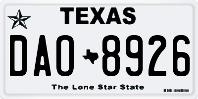 TX license plate DAO8926