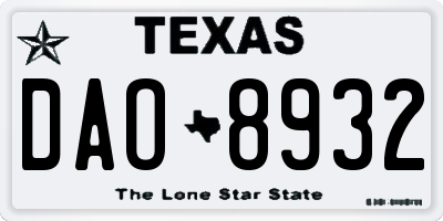 TX license plate DAO8932
