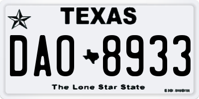 TX license plate DAO8933