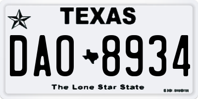 TX license plate DAO8934