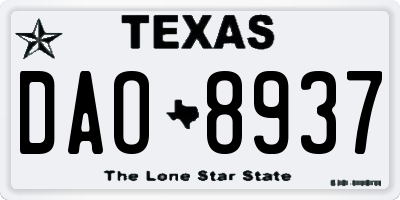 TX license plate DAO8937