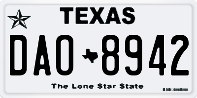 TX license plate DAO8942