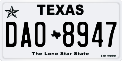 TX license plate DAO8947