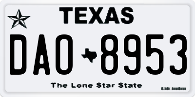 TX license plate DAO8953