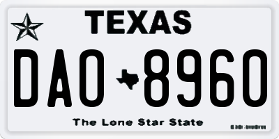 TX license plate DAO8960