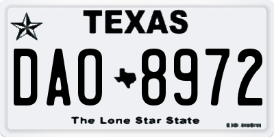 TX license plate DAO8972