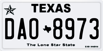 TX license plate DAO8973