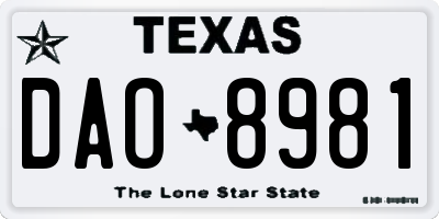 TX license plate DAO8981