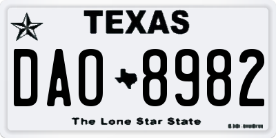TX license plate DAO8982