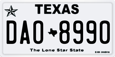 TX license plate DAO8990