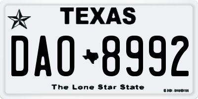 TX license plate DAO8992