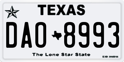 TX license plate DAO8993