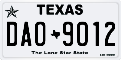 TX license plate DAO9012