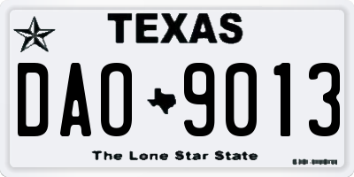 TX license plate DAO9013
