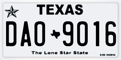 TX license plate DAO9016