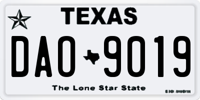 TX license plate DAO9019