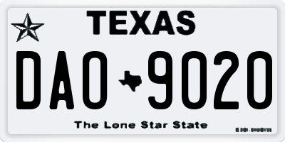 TX license plate DAO9020