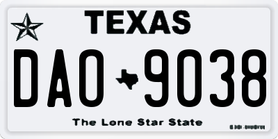 TX license plate DAO9038