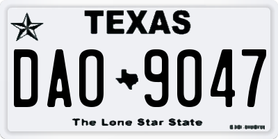 TX license plate DAO9047