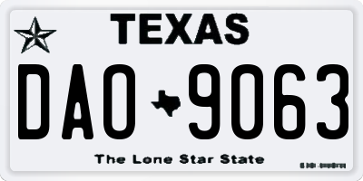 TX license plate DAO9063