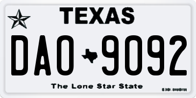 TX license plate DAO9092
