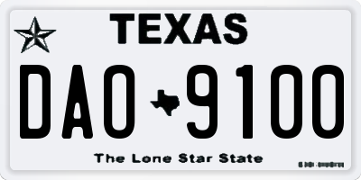 TX license plate DAO9100
