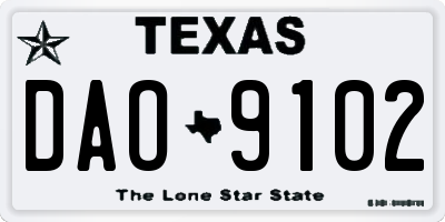 TX license plate DAO9102