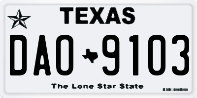 TX license plate DAO9103