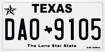 TX license plate DAO9105