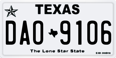 TX license plate DAO9106