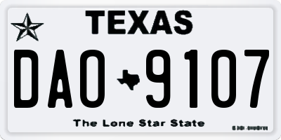 TX license plate DAO9107