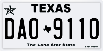 TX license plate DAO9110