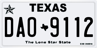 TX license plate DAO9112