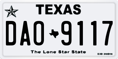 TX license plate DAO9117