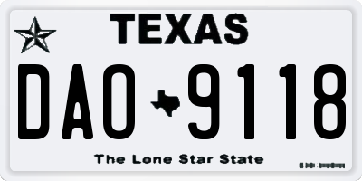 TX license plate DAO9118