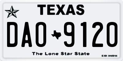 TX license plate DAO9120