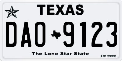 TX license plate DAO9123