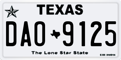 TX license plate DAO9125