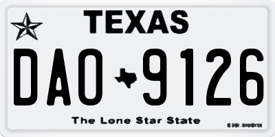 TX license plate DAO9126