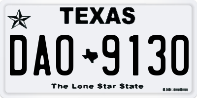 TX license plate DAO9130