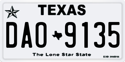 TX license plate DAO9135