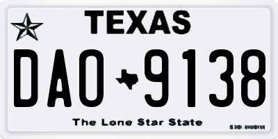TX license plate DAO9138
