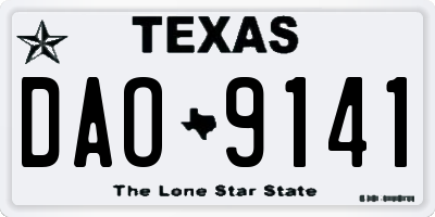 TX license plate DAO9141
