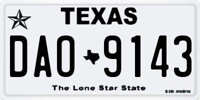 TX license plate DAO9143