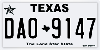 TX license plate DAO9147