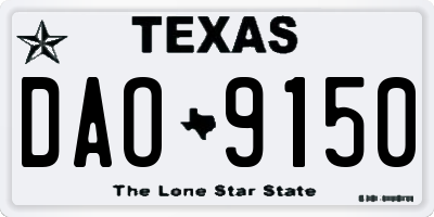 TX license plate DAO9150