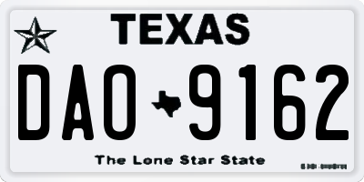 TX license plate DAO9162