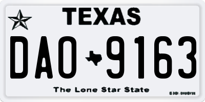 TX license plate DAO9163